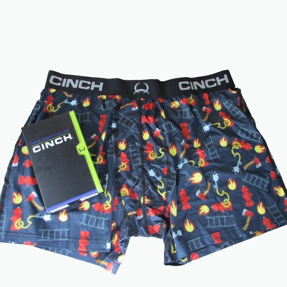 NEW Cinch Men's Firefighter Fire Hose Loose Boxer Brief - Navy